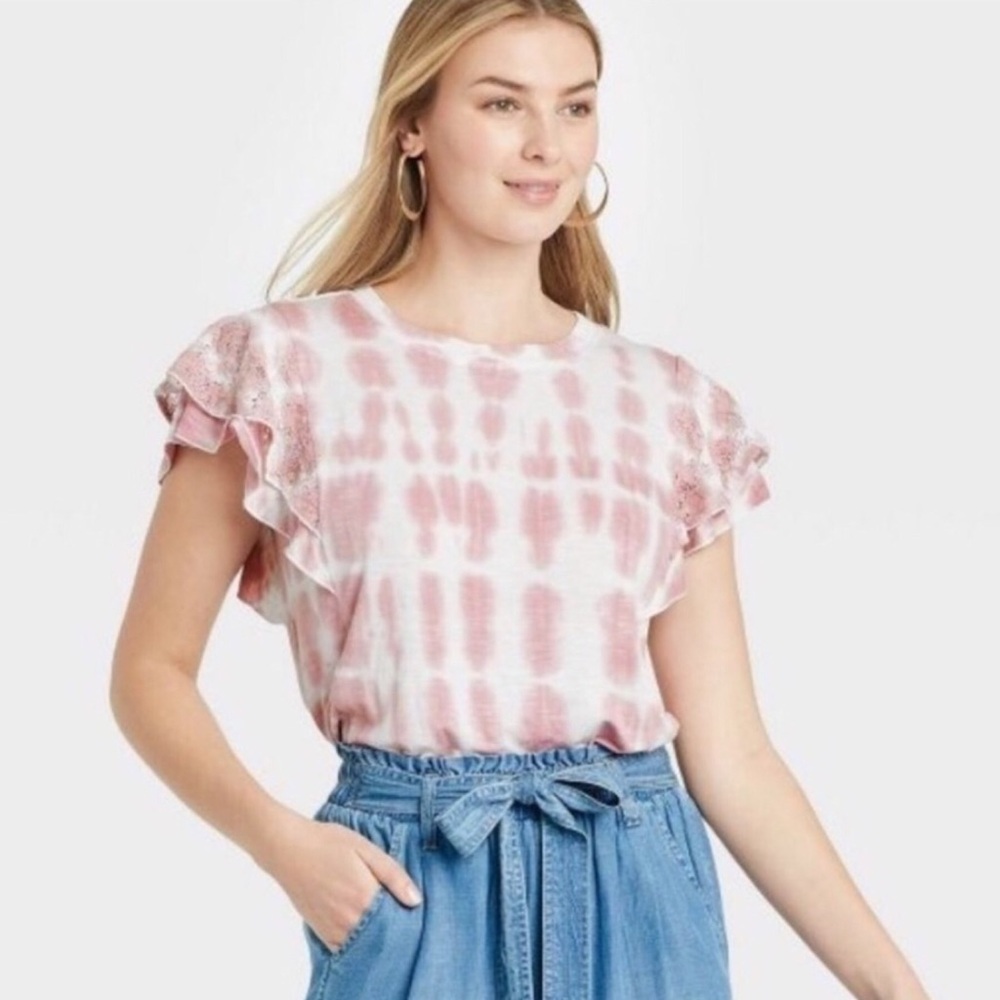 NEW Knox Rose Tie Dye Flutter Sleeve T-Shirt XS
